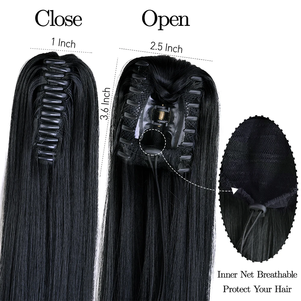 Color: P1B/613, Bulk Buy: 1pc - 22Inch Synthetic Ponytail Hair Extension Long Straight Claw Clip Ponytail Heat Resistant Natural Wave For Women Blonde Hairpiece