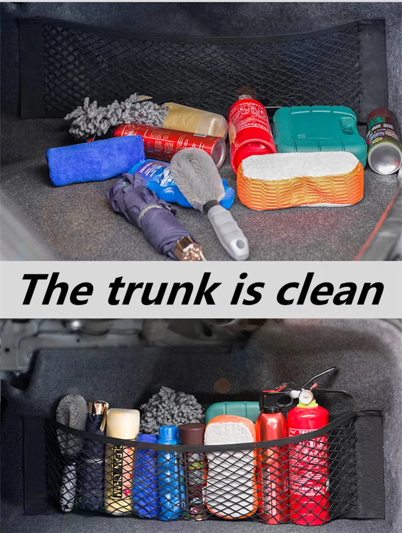 Color Name: Blue - For Volkswagen VW Golf 4 5 6 7 GTI R Tiguan Jetta MK4 MK5 MK6 Car Back Rear Mesh Trunk Seat Elastic String Net Magic Sticker
