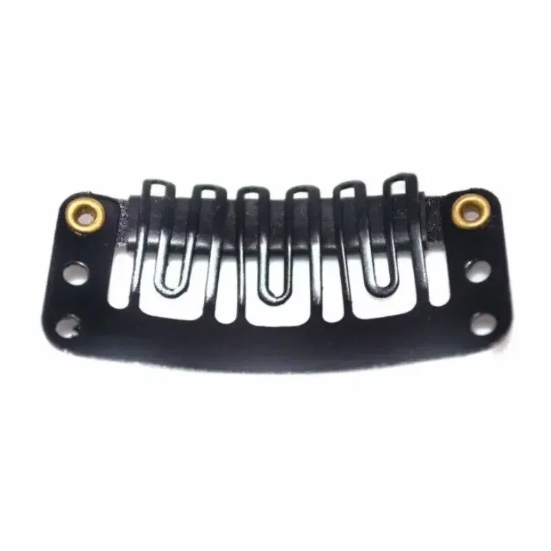Color: WHITE - 10pcs/lot 9-teeth Hair Extension Clips Wig Clips Combs Snap Clips with Rubber for Hair Extension Toupee DIY Styling Tool 28/32mm