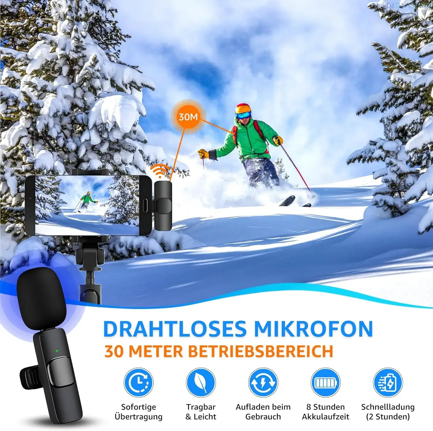 Color: Khaki - Wireless Lavalier Microphone for iPhone Android Handy Microphone Plug Play Wireless Microphone for Interview YouTube TikTok