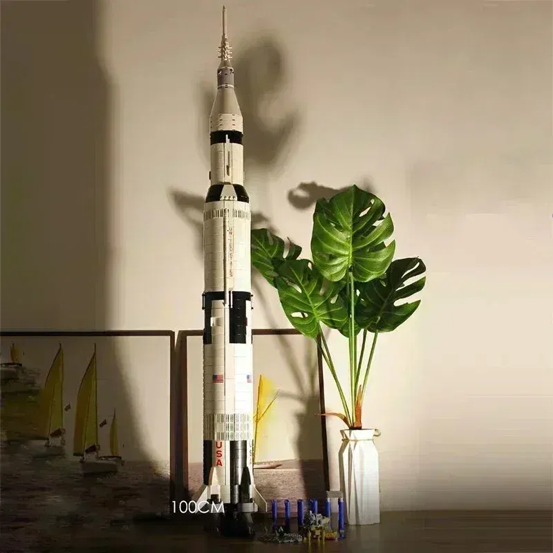 Color: Wood, Size: S - ZOCO Classic Model The Apollo Saturn V Launch Vehicle Rocket And Launch Pad Fit Building Blocks Kid Education Toys Gifts