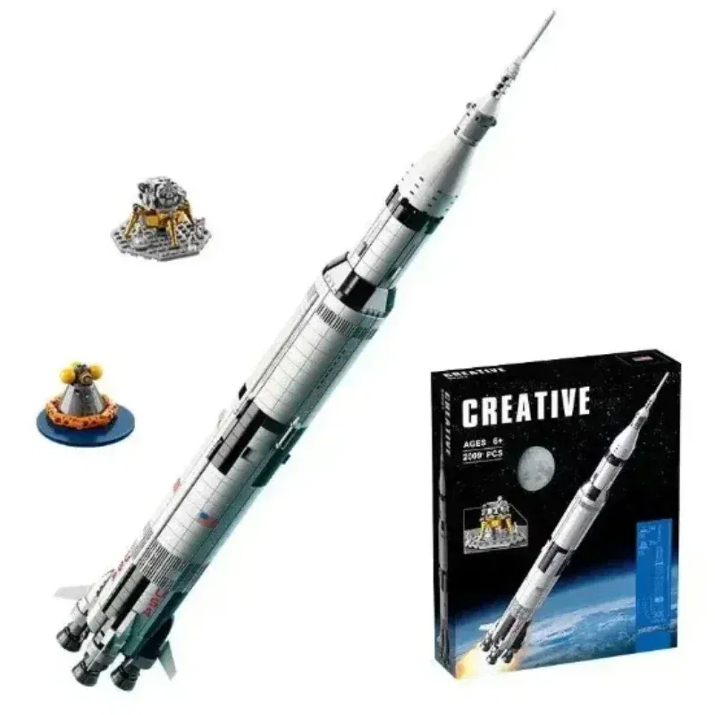 Color: Wood, Size: S - ZOCO Classic Model The Apollo Saturn V Launch Vehicle Rocket And Launch Pad Fit Building Blocks Kid Education Toys Gifts