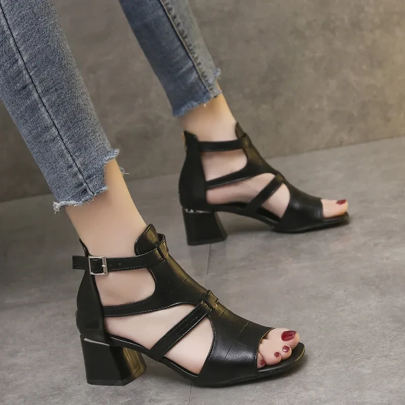 Black Dress Sandals Medium Heel