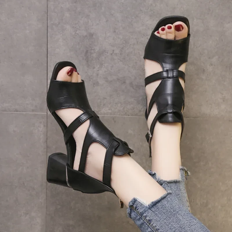 Black Dress Sandals Medium Heel