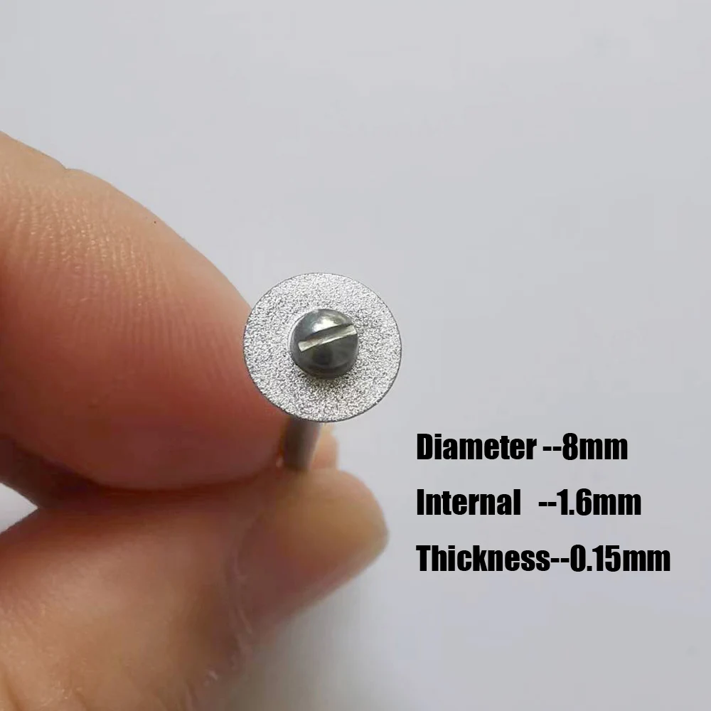 Color: GRAY - 5pcs Dental Ultramicro 6mm 8mm 10mm Diamond Cutting Disc for separating polishing ceramic crown plaster or jade with 1 mandrels