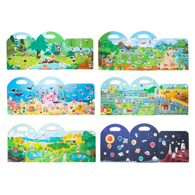 Color: Brown - Early Childhood Education Scene Sticker Book Focus Cultivation Quiet Sticker Book Enlightenment Puzzle Cognitive Sticker Book