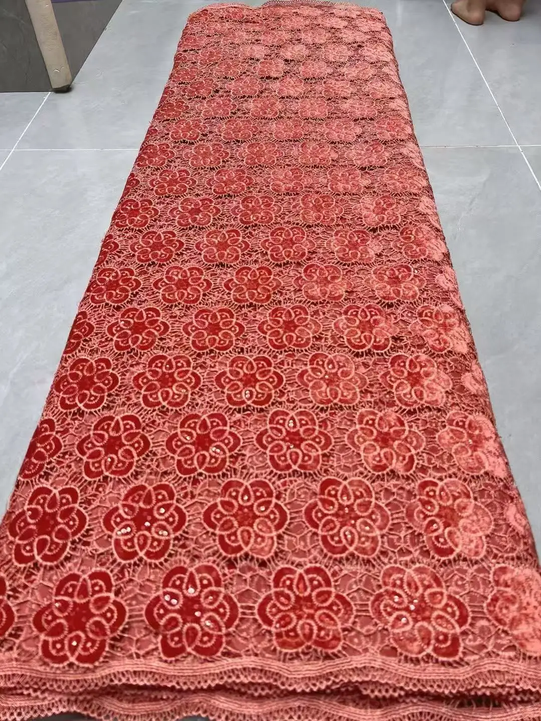 Color: GRAY, Width: 120cm, Length: 5 yards - Laser Cut Guipure Velvet Lace Fabric 2025 African Nigerian French Velvet Lace Fabric Luxury Korea Lace For Wedding Party Sewing