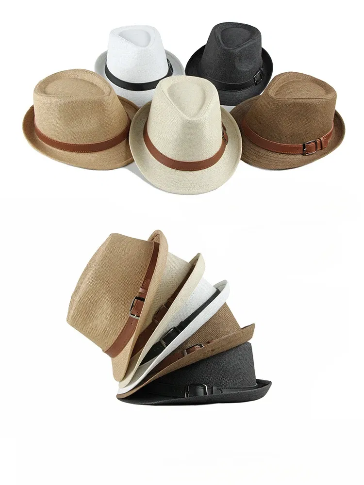 Color: green - Summer Straw Hat Male Korean Fashion Hat Female Sun Visor British Retro Gentleman Jazz Hat