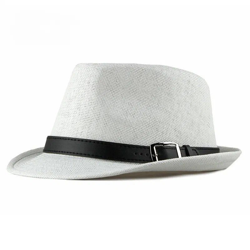 Color: green - Summer Straw Hat Male Korean Fashion Hat Female Sun Visor British Retro Gentleman Jazz Hat