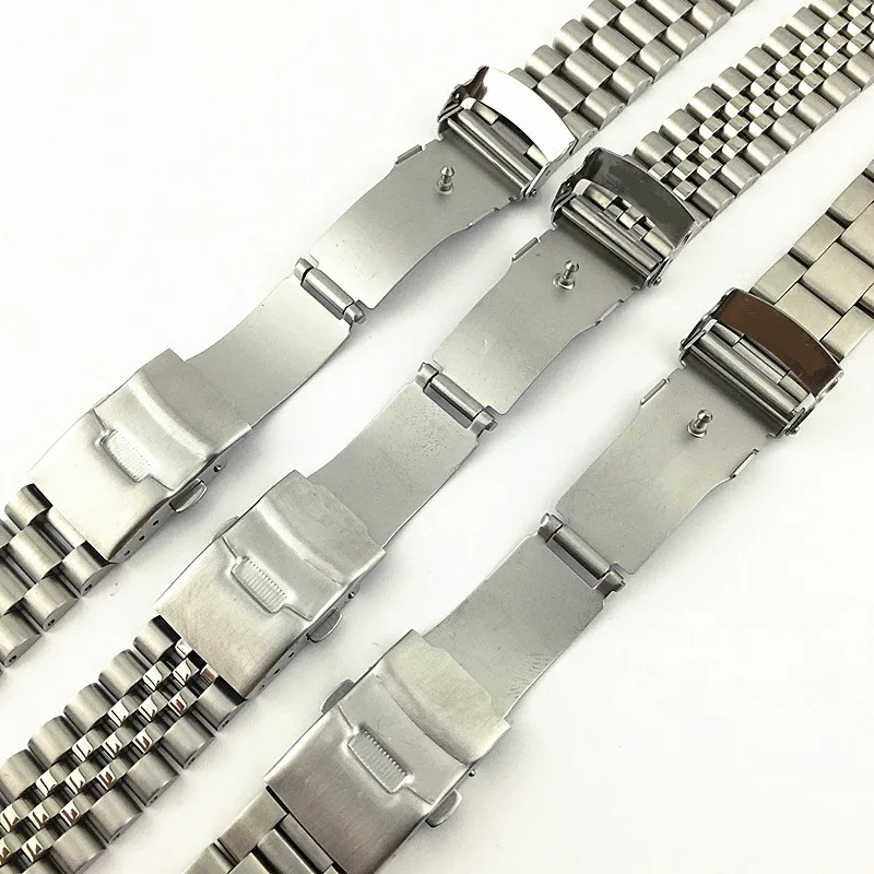 Band Color: White Black, Band Width: 20mm - For Seiko Solid Stainless Steel Band 20mm 22mm Men's Sports Strap Srpd Skx007/Skx009 SRPD63K1 Jubilee Curved End Bracelet