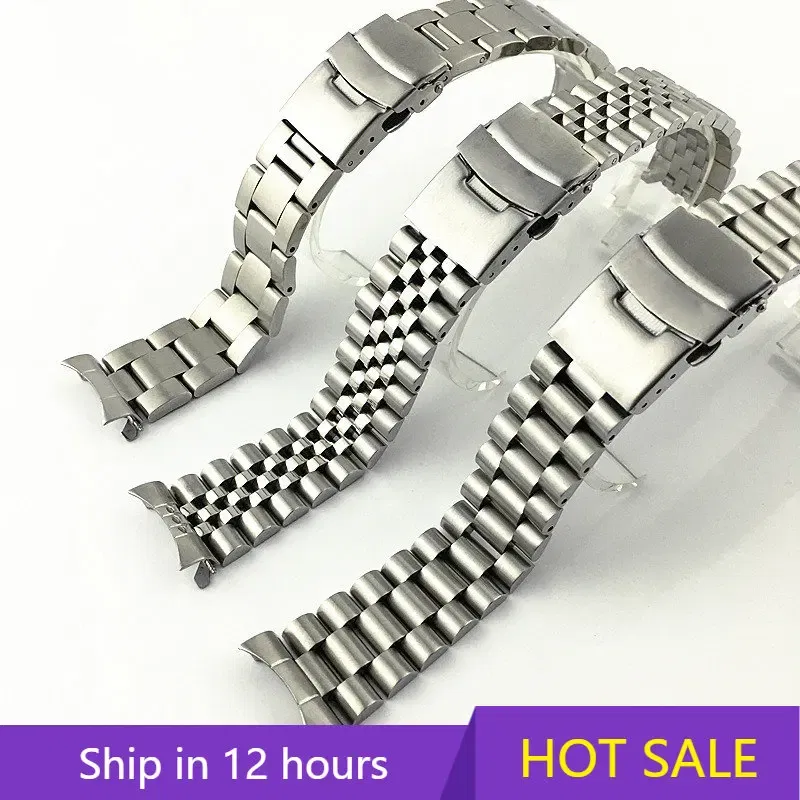 Band Color: White Black, Band Width: 20mm - For Seiko Solid Stainless Steel Band 20mm 22mm Men's Sports Strap Srpd Skx007/Skx009 SRPD63K1 Jubilee Curved End Bracelet