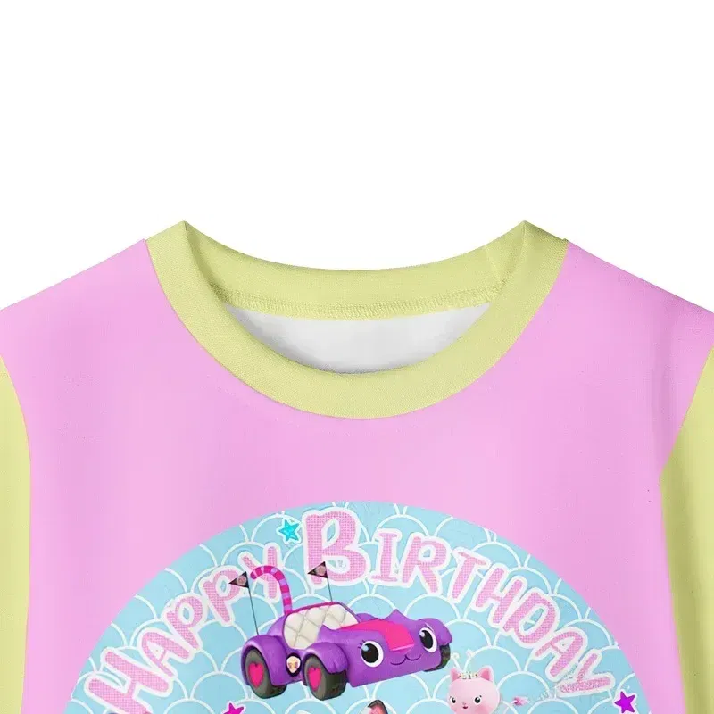 Color: SKY BLUE, Size: 12" - 2024 Cotton Gabbys Cats Pajamas girls clothes cute Gabby's Dollhouse Sets girl Top+pant Sets Toddler Clothing Baby Clothes