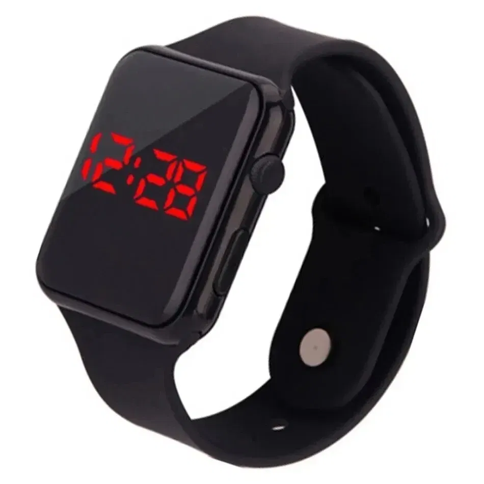 Color: black - Simple Digital Watch for Men Women Fashion Sport LED Electronic Watch Black Silicone Wristband Casual Mens Watch Reloj Hombre