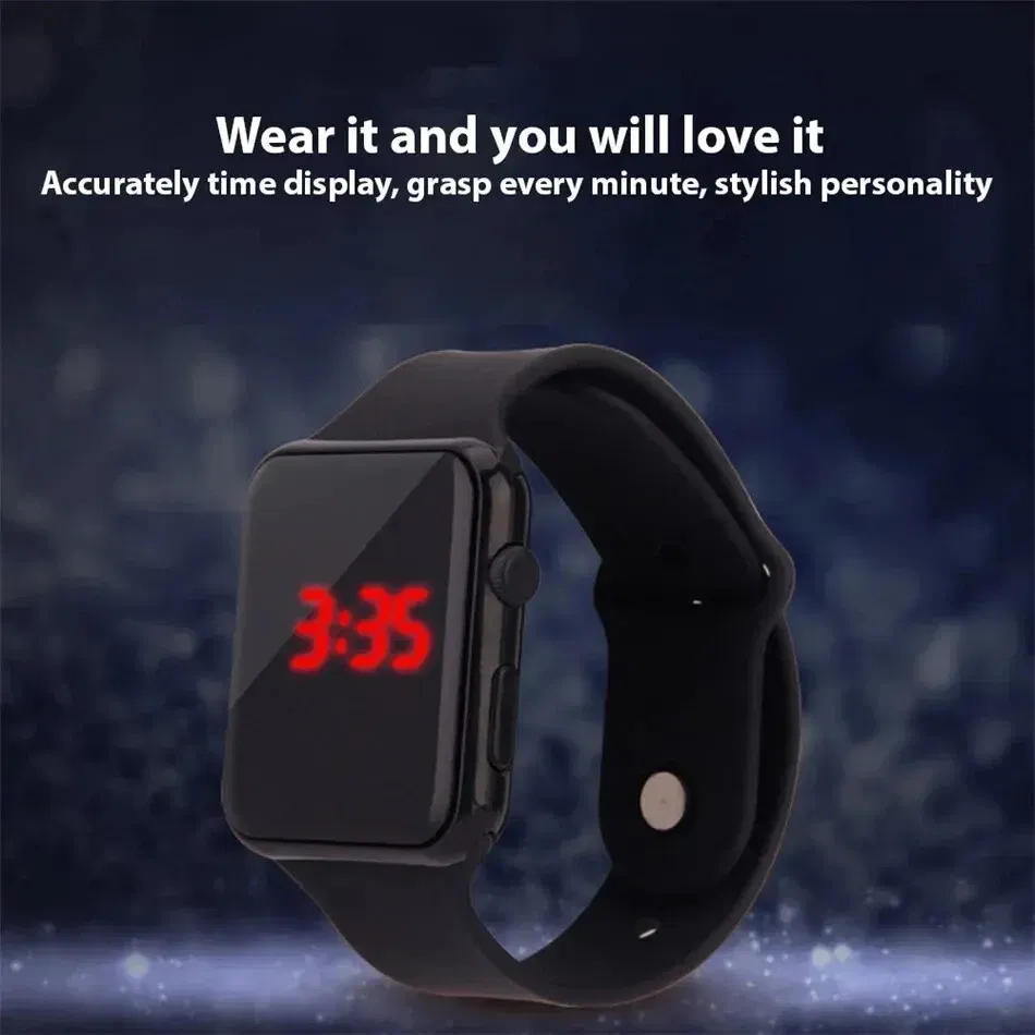 Color: black - Simple Digital Watch for Men Women Fashion Sport LED Electronic Watch Black Silicone Wristband Casual Mens Watch Reloj Hombre