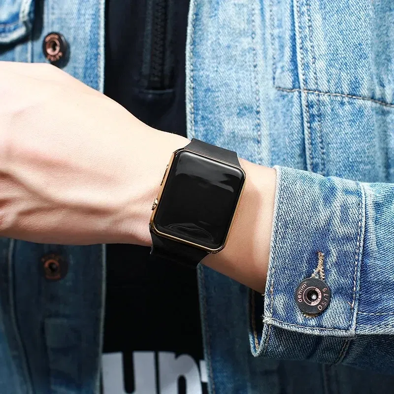 Color: black - Simple Digital Watch for Men Women Fashion Sport LED Electronic Watch Black Silicone Wristband Casual Mens Watch Reloj Hombre