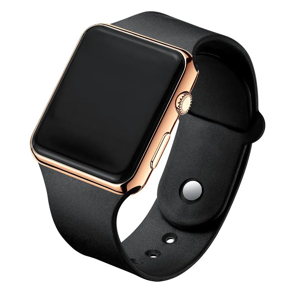 Color: black - Simple Digital Watch for Men Women Fashion Sport LED Electronic Watch Black Silicone Wristband Casual Mens Watch Reloj Hombre
