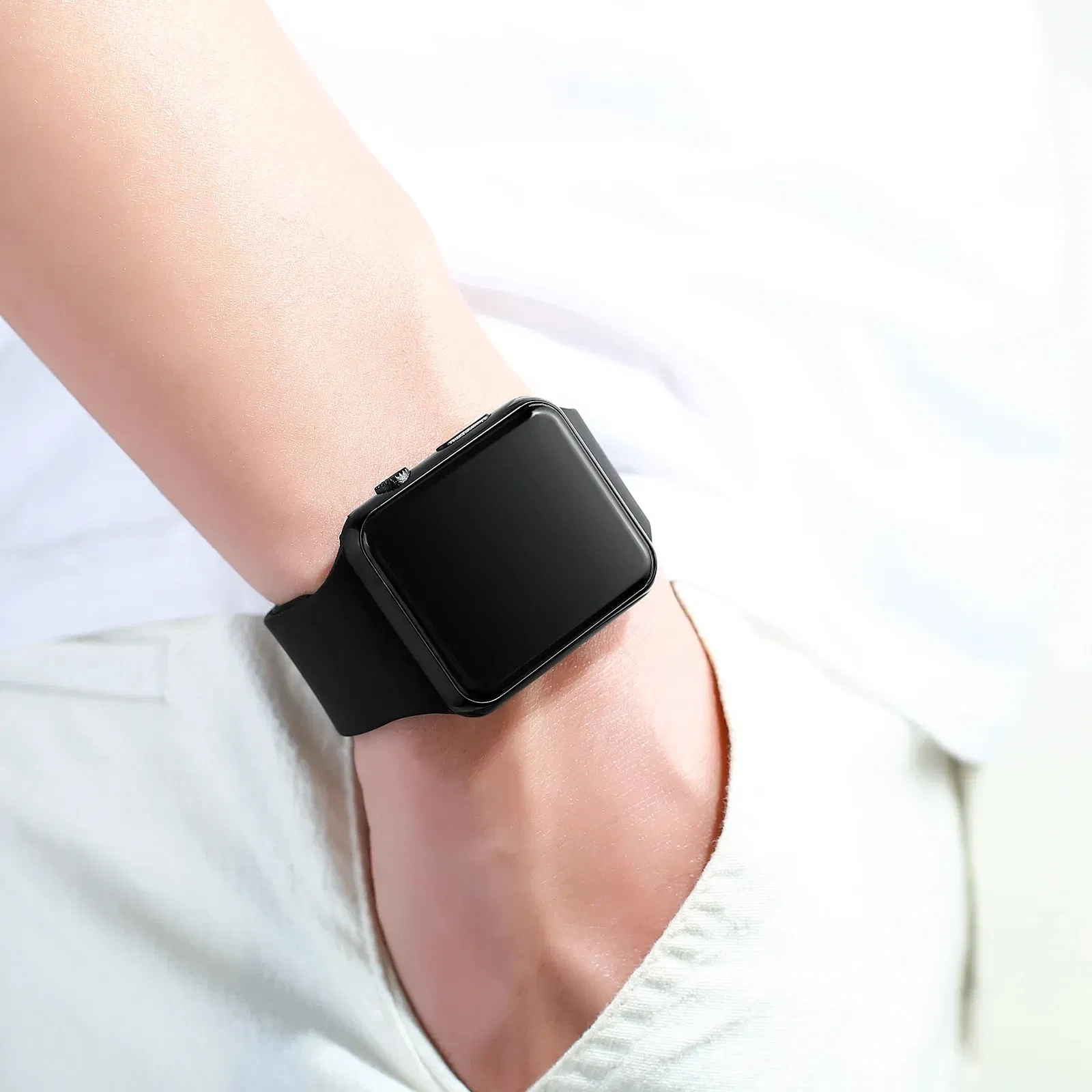 Color: black - Simple Digital Watch for Men Women Fashion Sport LED Electronic Watch Black Silicone Wristband Casual Mens Watch Reloj Hombre
