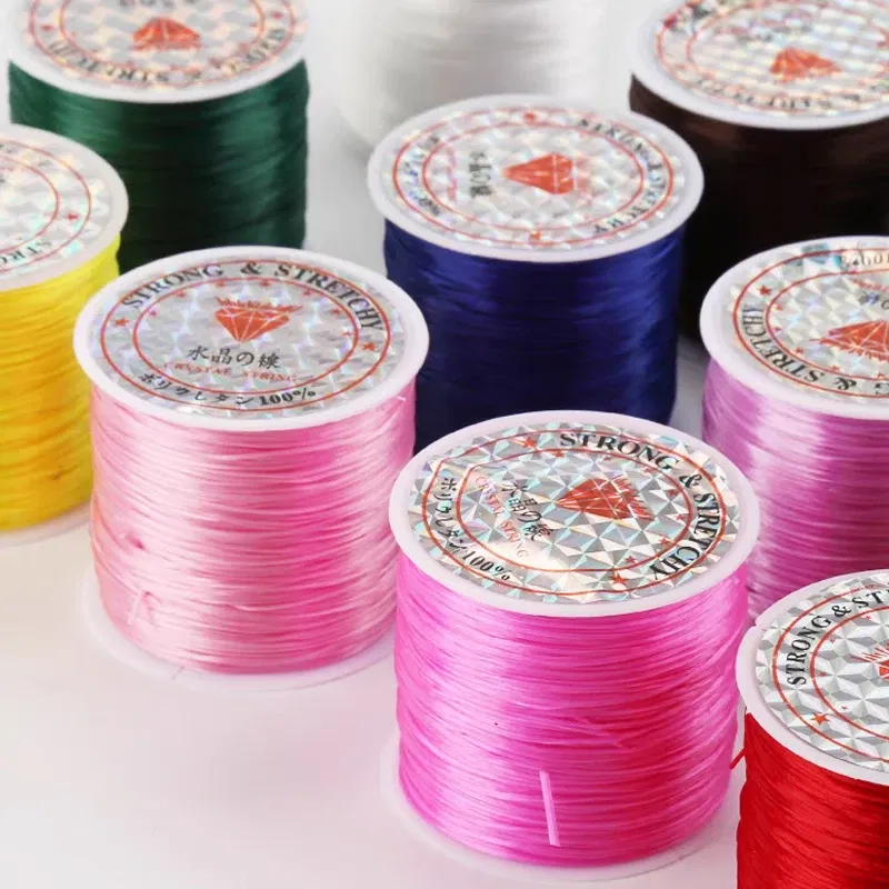 Color: Silver, Size: S - DIY Fishing Lines Elastic Crystal Beading String Stretchable Thread For Bracelet Necklace Nylon Rubber Jewelry Making Supplies