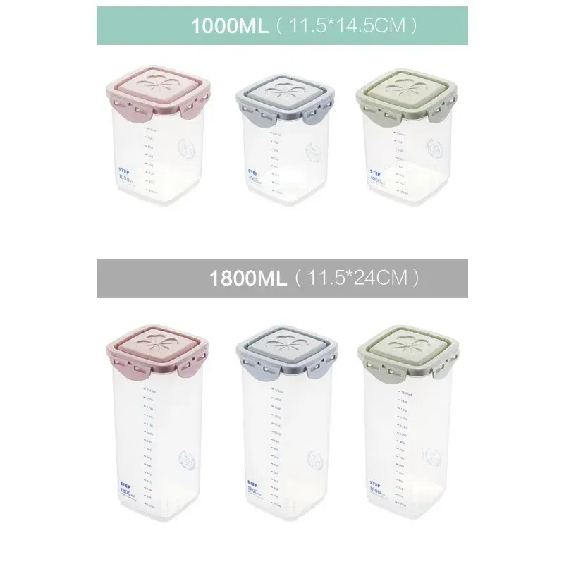 Color: Burgundy - WBBOOMING Healthy Plastic Box Food Storage Box Storage Tank Airtight Plastic Containers Sealed Cans For Coarse Cereals Grains