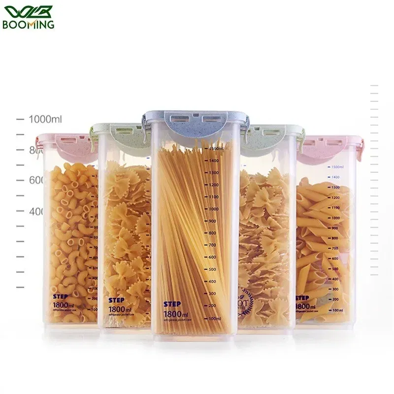 Color: Burgundy - WBBOOMING Healthy Plastic Box Food Storage Box Storage Tank Airtight Plastic Containers Sealed Cans For Coarse Cereals Grains