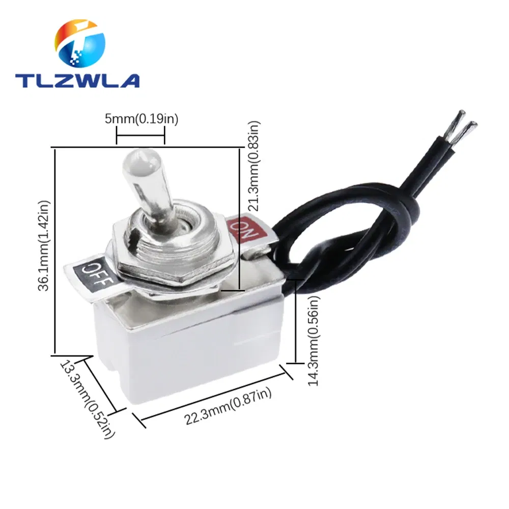 Color: WHITE - AC 3A 250V 6A 125V On/Off Prewired Standard Toggle Switch With Wire Cable KNS-1 SPST Contacts Switch Electrical Equipment
