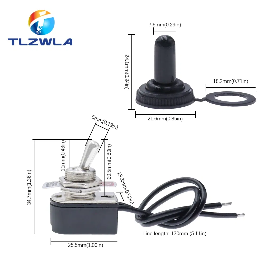 Color: WHITE - AC 3A 250V 6A 125V On/Off Prewired Standard Toggle Switch With Wire Cable KNS-1 SPST Contacts Switch Electrical Equipment