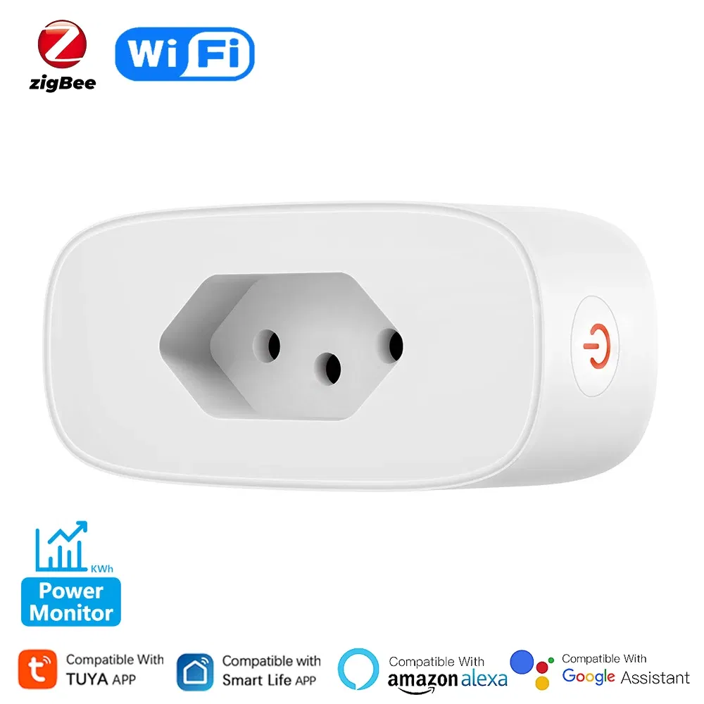 Color: Sky blue, Standard: UK Plug, Ships From: CHINA - Tuya Smart Plug WiFi/Zigbee 16A Brasil Version APP Power Monitor Socket Timing On/Off Voice Control Works With Alexa Google Home