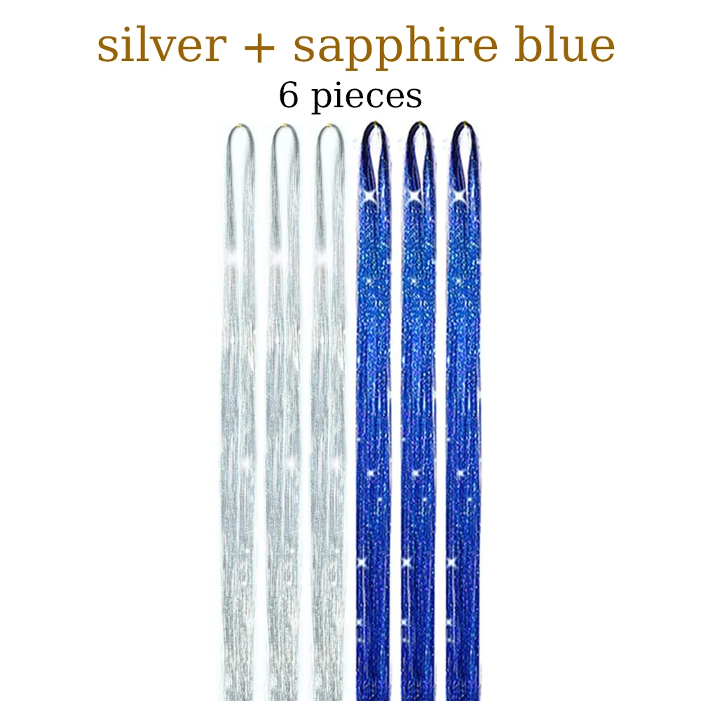 Color: #4, Stretched Length: 26inches - 48 Inch Hair Tinsel Kit With Tool 1200 strands Tinsel Hair Extensions 12 Colors Fairy Hair Tinsel, Sparkling Shiny Hair Tinsel