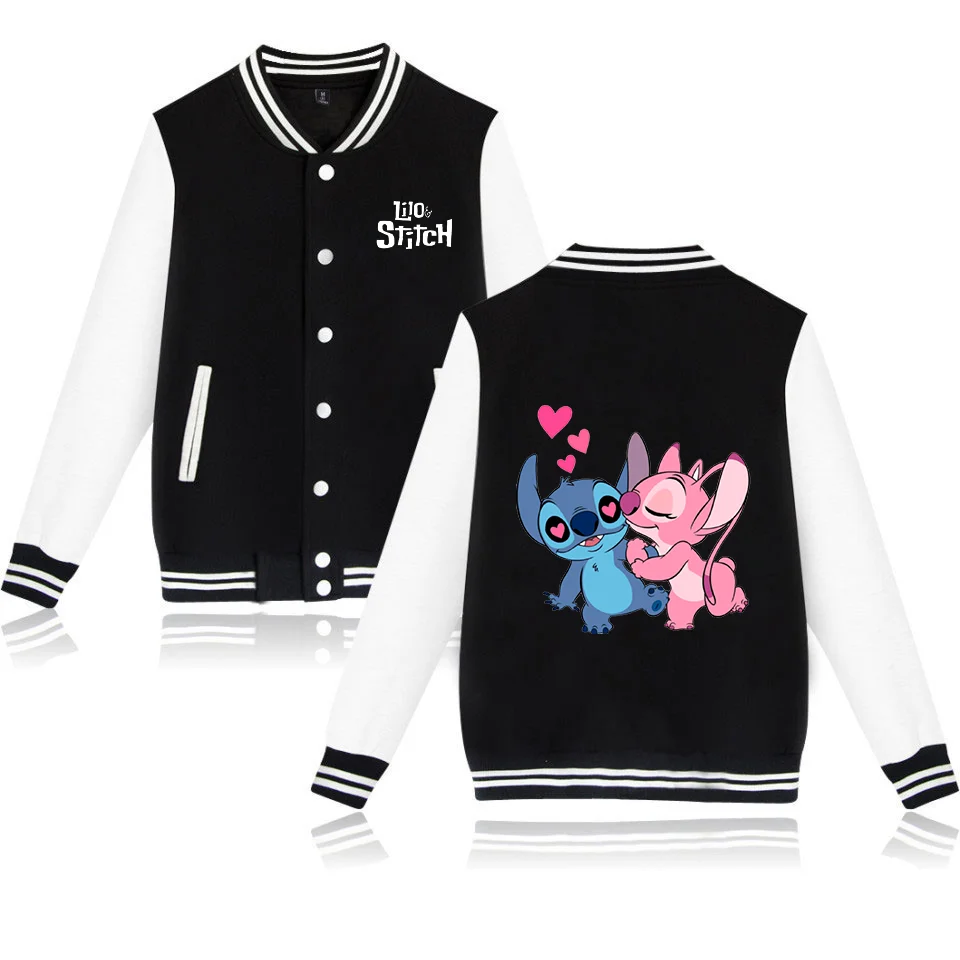 Color: Lavender, Size: XXS - Lilo Stitch Baseball Jacket Men Women Hip Hop Harajuku Jackets Streetwear Kids Boys Girls Loose College Coats