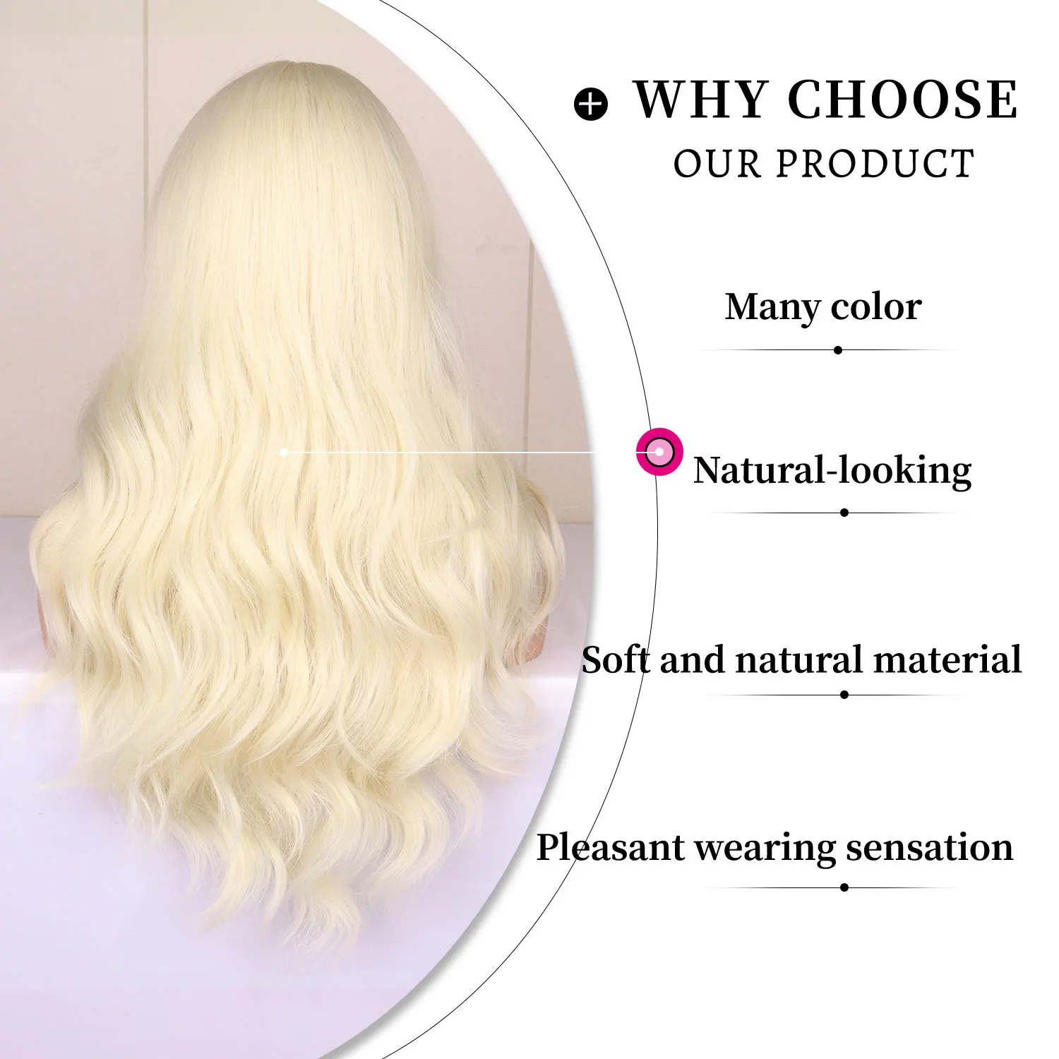 Color: T1B/33 - Light golden synthetic wig with big waves for Halloween party, cosplay wig, everyday wig, high-temperature hair silk wig set