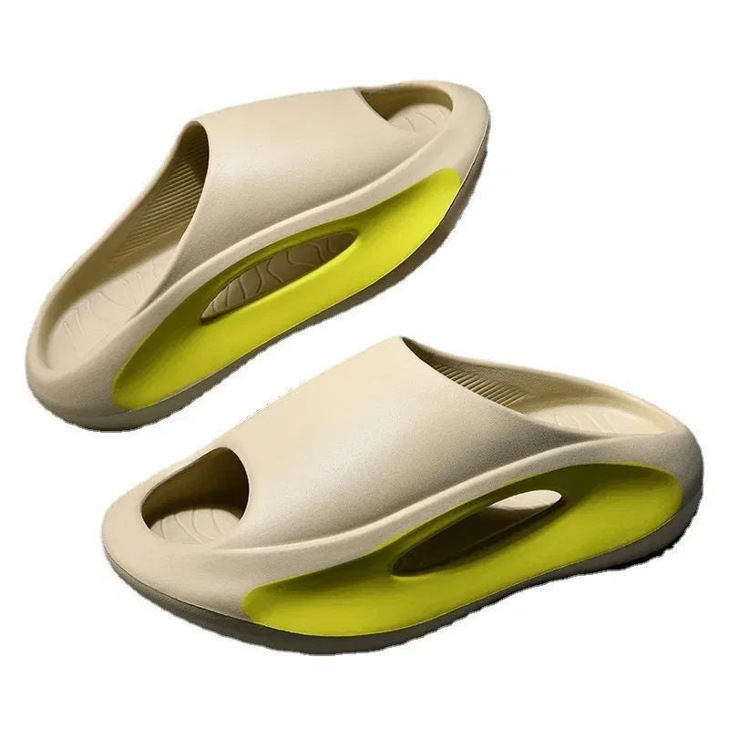 Color: Khaki, Shoe Size: 44 - Sandals Men Summer Fashion Non-slip Wear-resistant Thick Soles to Increase the Sense of Men's Beach Sandals Womens Home Slipper