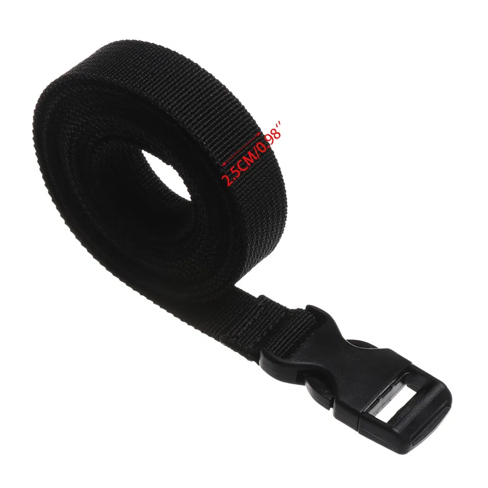 Color: black - 0.5-3M Black Durable Nylon Travel Tied Cargo Tie Down Luggage Lash Belt Strap With Cam Buckle Travel Kits Outdoor Camping Tool