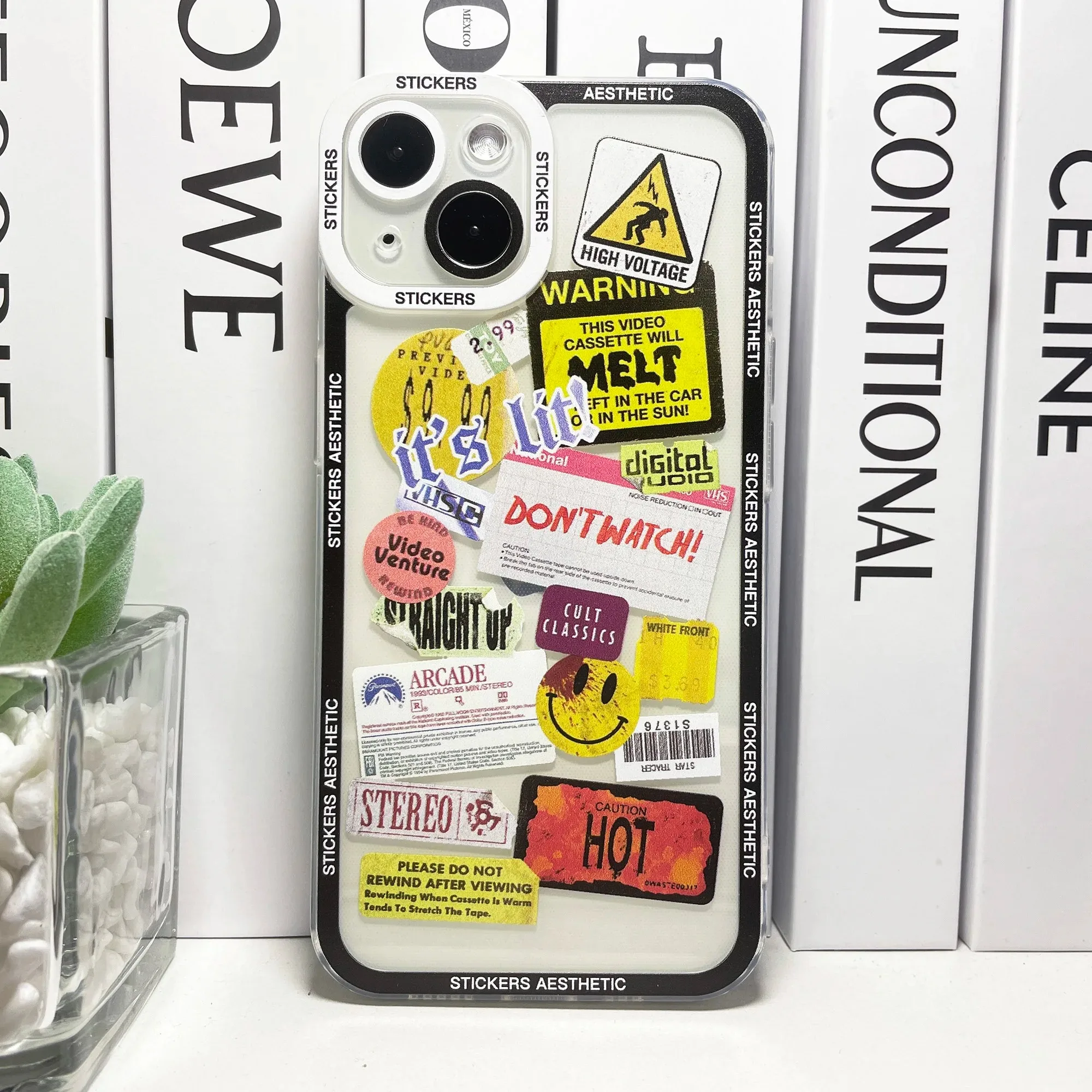Color: SKY BLUE, Material: leather - Mix Labels Collage Stickers Aesthetic Phone Case For Samsung Galaxy S10 S20 S21 S22 S23 S24 FE Plus Ultra Note 20