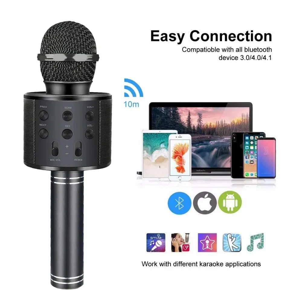 Color: Beige, Ships From: CHINA - Cute Kids Microphone Wireless Bluetooth Karaoke Microphone for Adults, Toys for Boys Girls Gift for Birthday Party