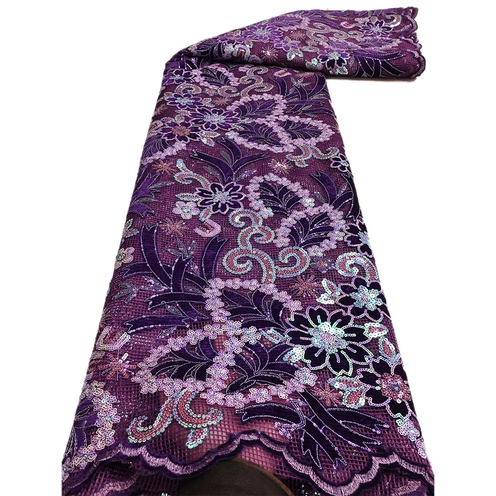 Color: Blue, length: 5 yards, Width: 120cm - African Velvet Lace Fabric, High Quality Elegant Nigerian Wedding Sequins Lace Fabrics 5 Yards Laser Cutting French Tulle Laces