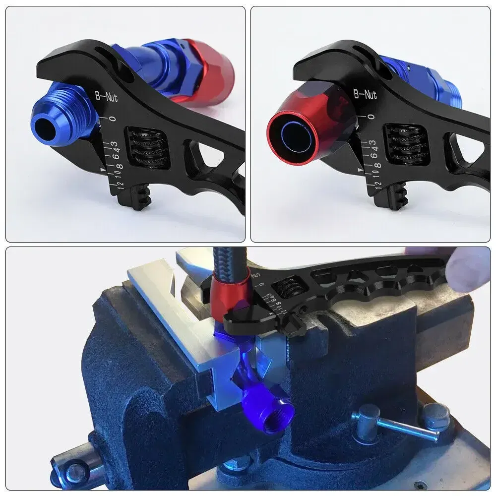 Color: Blue - Aluminum Adjustable Spanner Wrench Tool for Fuel Hose End Fitting 3AN to 12AN