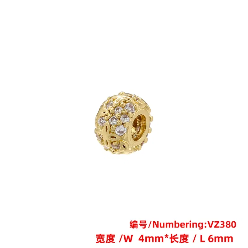Color: black - ZHUKOU Brass flowers beads for jewelry making Cubic zirconia diy handmade Bracelets jewelry making beads Jewelry materials VZ380