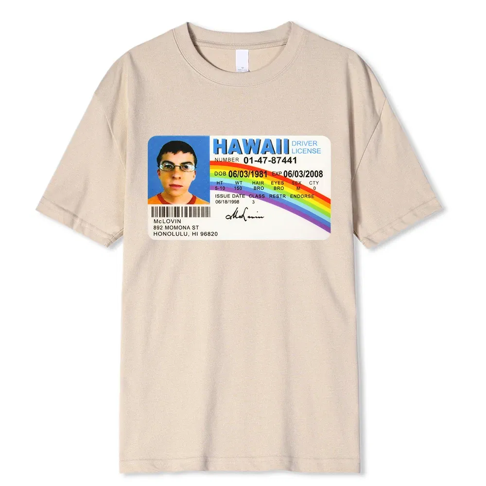 Color: black, Size: XXL - Homme t Shirt Summer Men t-Shirt Mclovin Id Card Superbad Geek Mens Cotton t-Shirt Unisex t-Shirt Teenagers Cool Soft Clothing