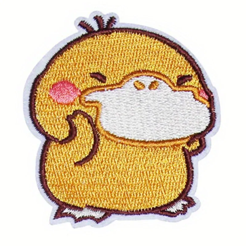 Color: antique silver - Anime Game Cute Duck Patch for Clothing Cartoon Animals Badges Iron On Patches Sewing Fabric Patch Stripes Diy Patch Sticker