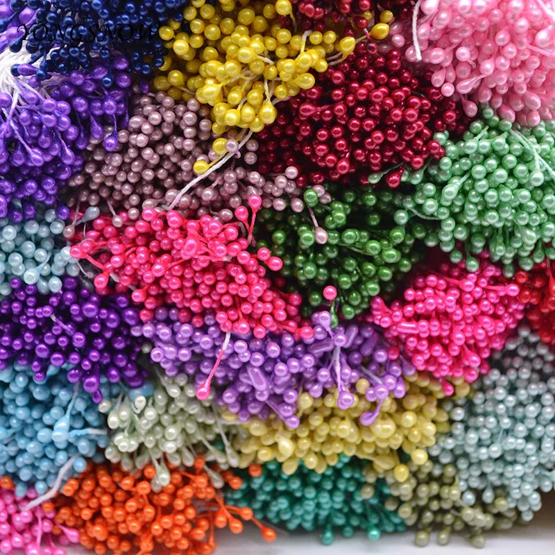 Color: Pink - 250Pcs/lot 3mm Mini Flower Stamens Artificial Stamen DIY Handmade Wreath Wedding Party Decoration Scrapbooking Crafts 8Z