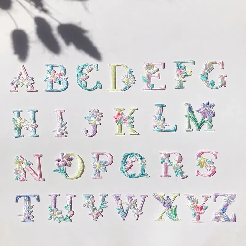 Color: NICKEL - 1 Piece Fashion Cute Letters Patch for Clothing Applique Jeans DIY Accessories Iron on Fabric Stickers