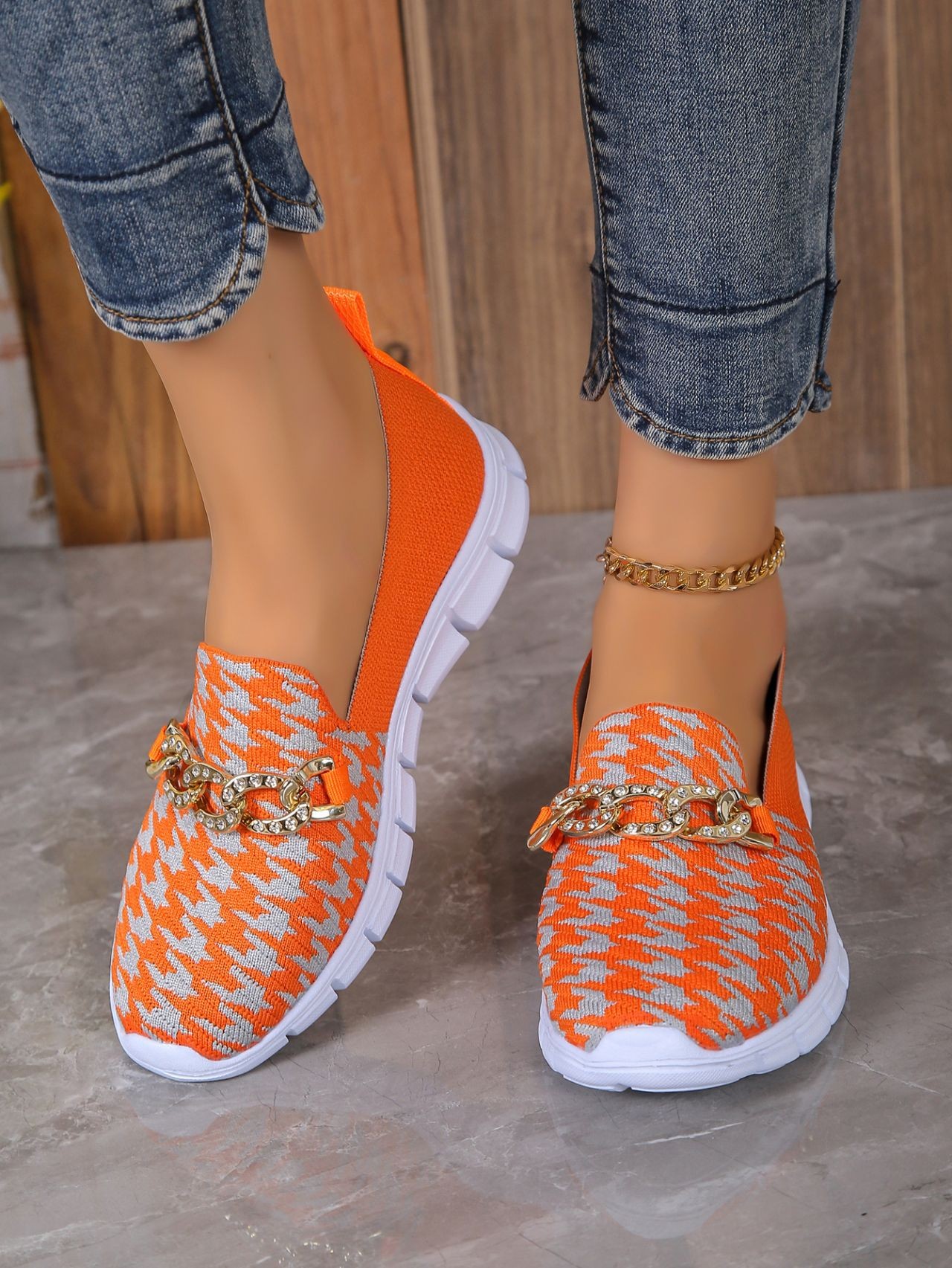 Breezy Houndstooth Mesh Loafers