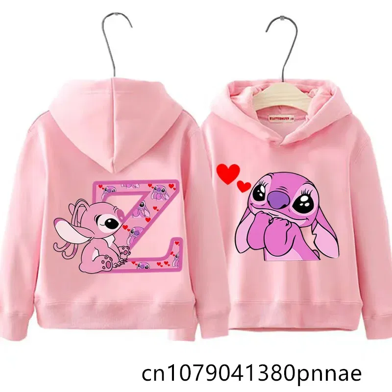 Color: MULTI, Kid Size: 18M - Girls Boys Lilo and Stitch Sportswear Hoodies Casual Fashion Sweatshirts Angel Letter AZ Anime Autumn/Winter Hoodie Kids Hoodies