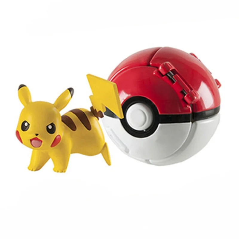 Color: Yellow - New Pokemon Pokeball Anime Action Figurse Pikachu Squirtle Pocket Monster Variant Pok?©mon Game Elf Ball Model Toys Kids Gift