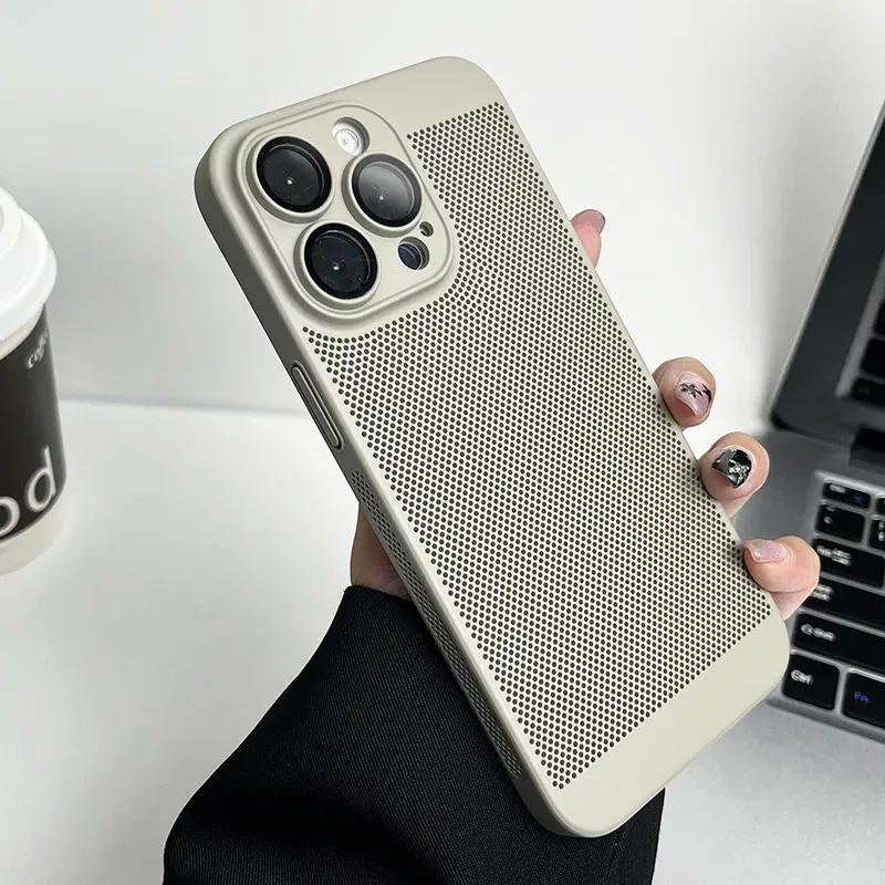 Color: Lotus root color, Compatible-Phone Models: For iPhone 12 Pro, Ships From: CHINA - Breathable Heat Dissipation Cooling Case For iPhone 16 Pro Max 15 14 13 12 11 PC Hard Back Cover