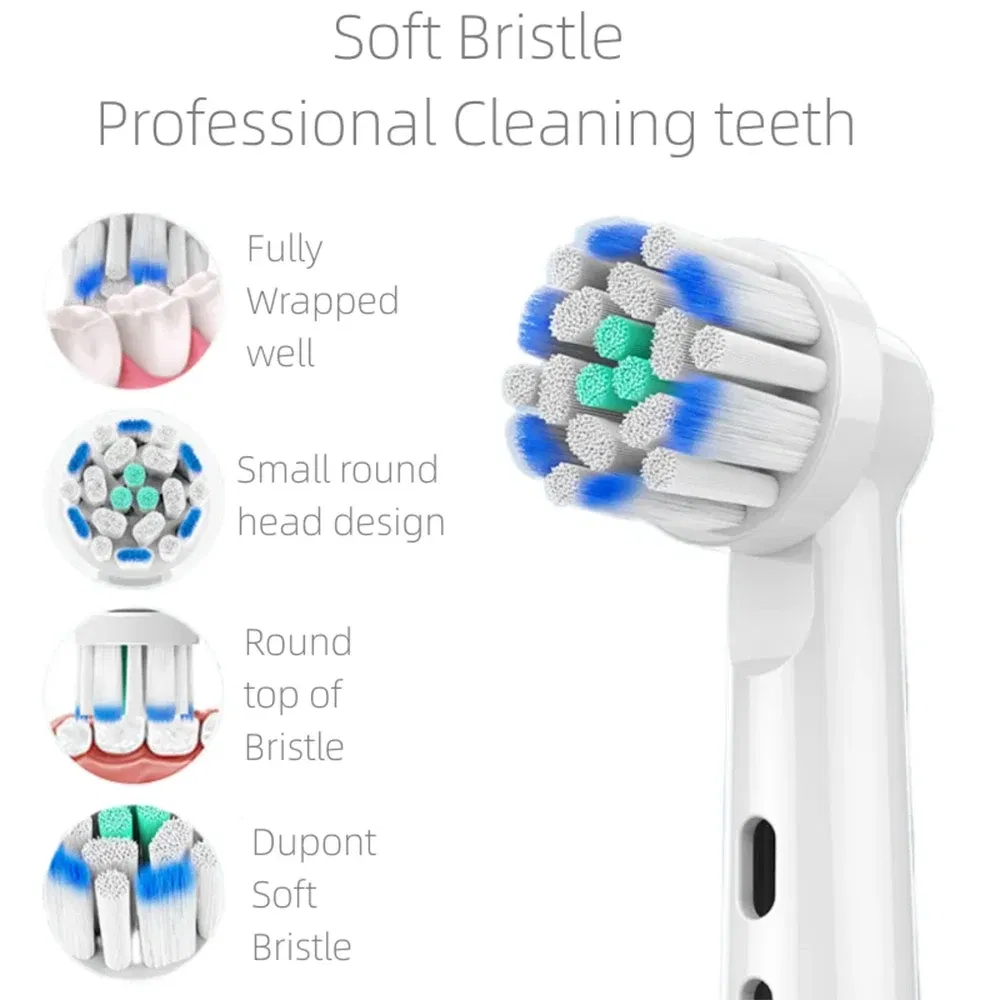 Color: transparent - 4PCS Dupont Bristle Electric Toothbrush Heads Whiten teeth/Daily Clean/Precison Cleaning/Soft Care Teeth Function For Oral B