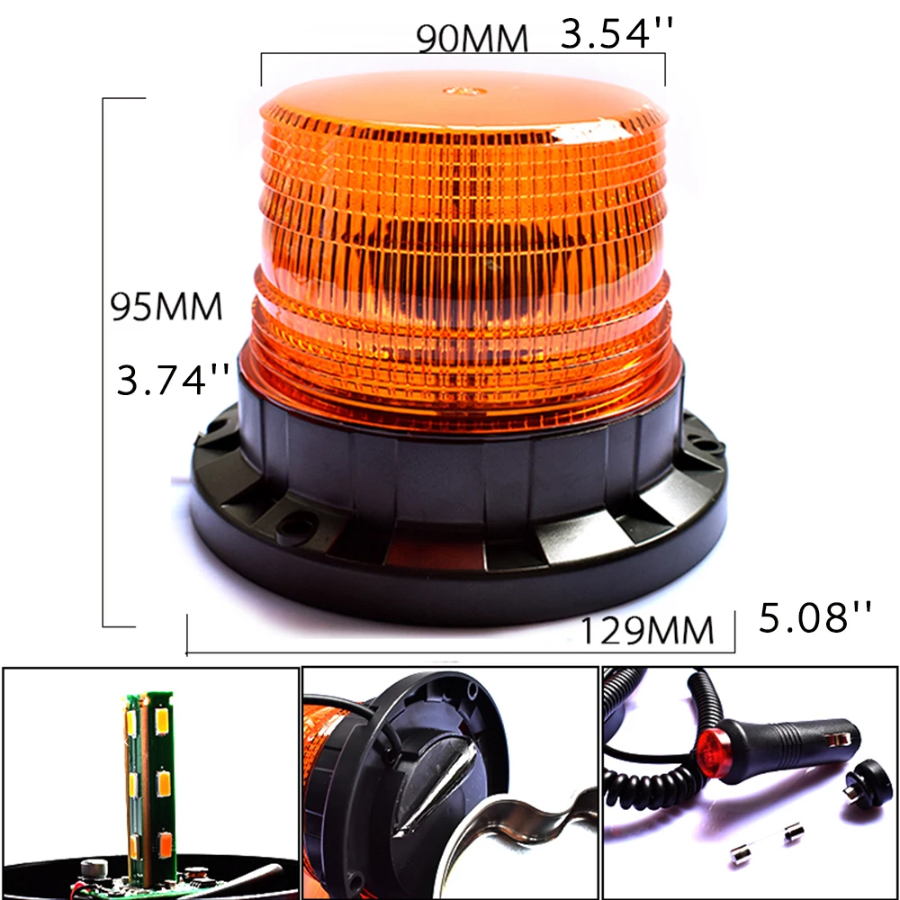 Emitting Color: Blue - LED Strobe Police Light 12v/24v Amber Warning Lights,Emergency Flash Beacon Light Magnetic for Forklift Trucks Vehicle 9-80V