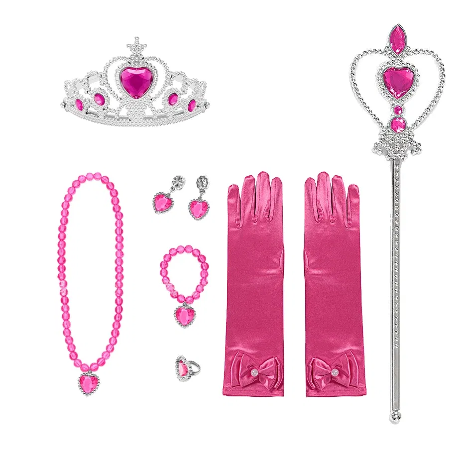 Color: Black - Baby Girls Accessories Princess Peach Accessory Children Pink Headband Crown Wig Necklace Party Aurora Cosplay Dress Up Outfits
