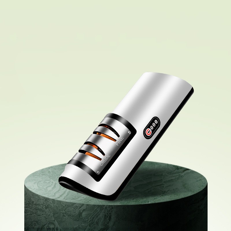 USB Rechargeable Electric Knife Sharpener with Automatic Adjustability for Knives, Scissors