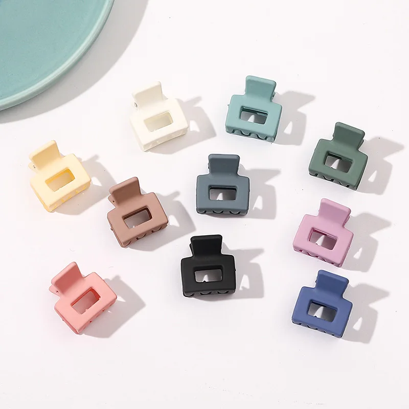 Color: Mint - Solid Small Size Square Hair Claws Crab Hair Clips Women Ponytail Clips Hair Styling Tools Hair Accessories Headdress Barrettes